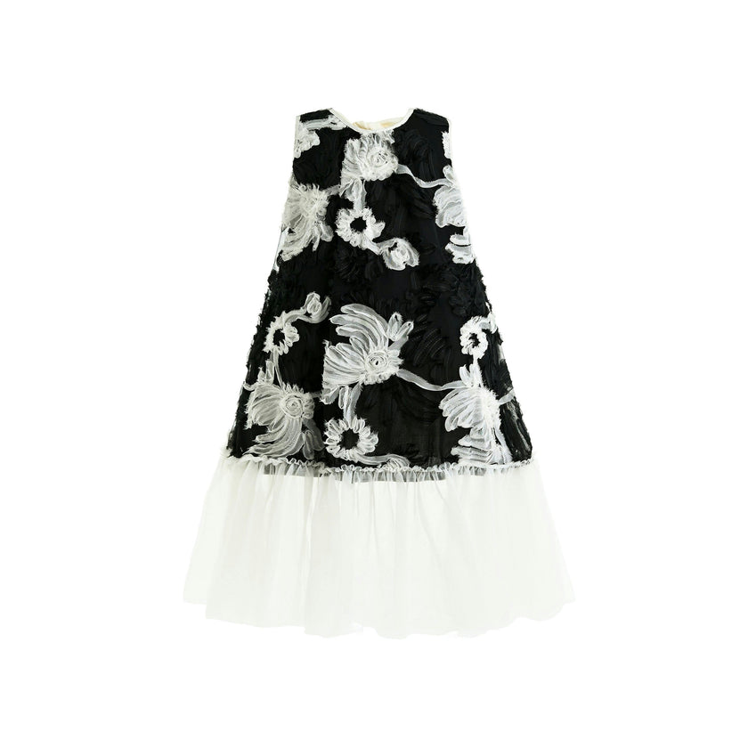 Black Floral Tulle Sleeveless Dress