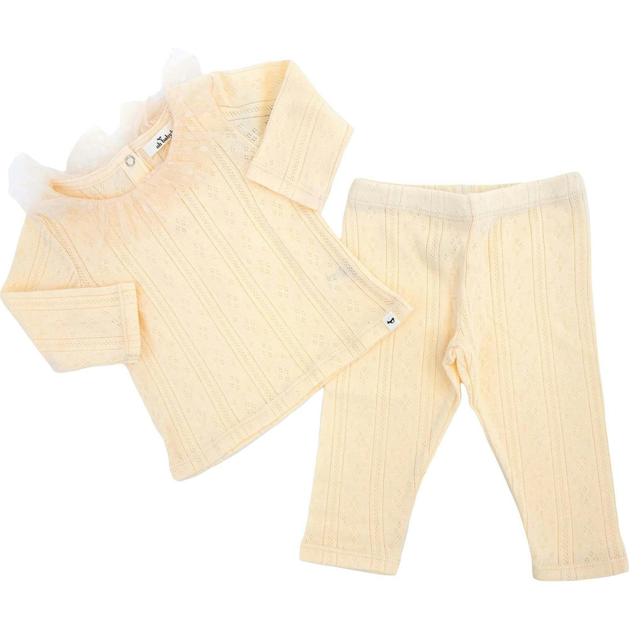 Pointelle Dotted Mesh Collar Two Piece Set