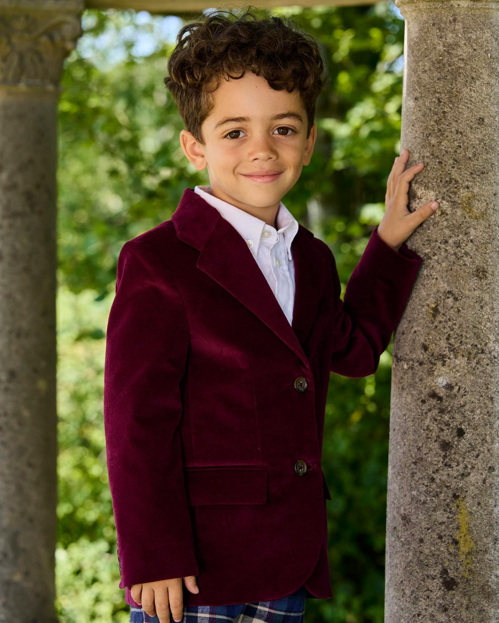 Hamish Velvet Blazer in Claret