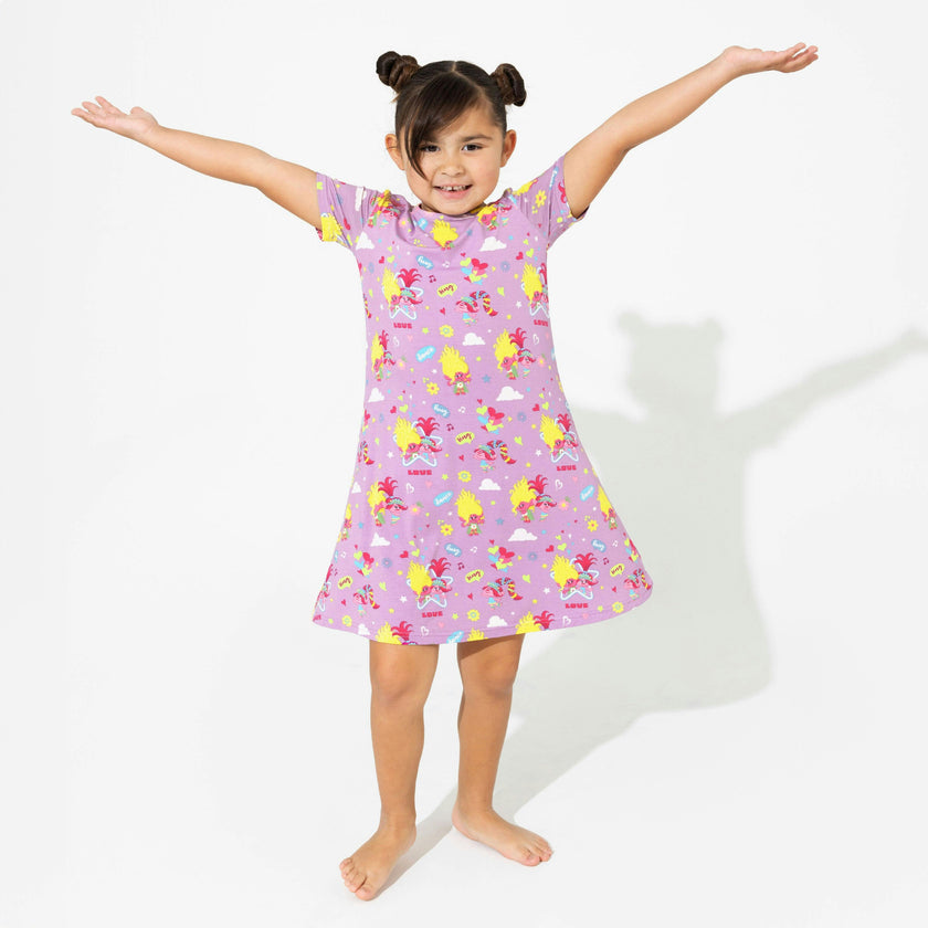 Trolls Harmony Valentine's Bamboo Girls' Short Sleeve Dress