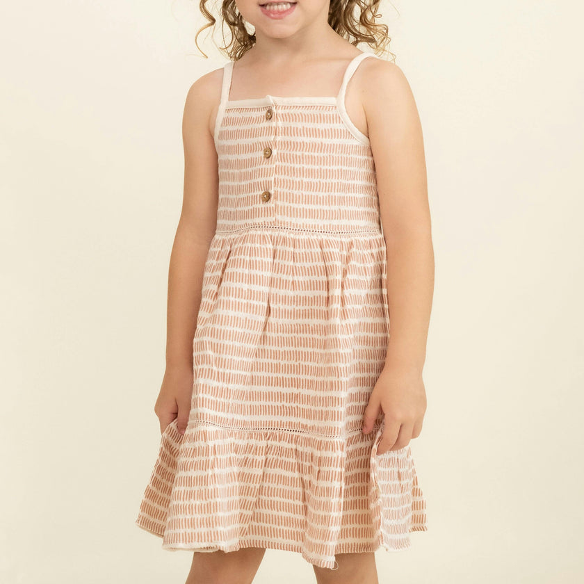 Organic Buttoned Tiered Dress