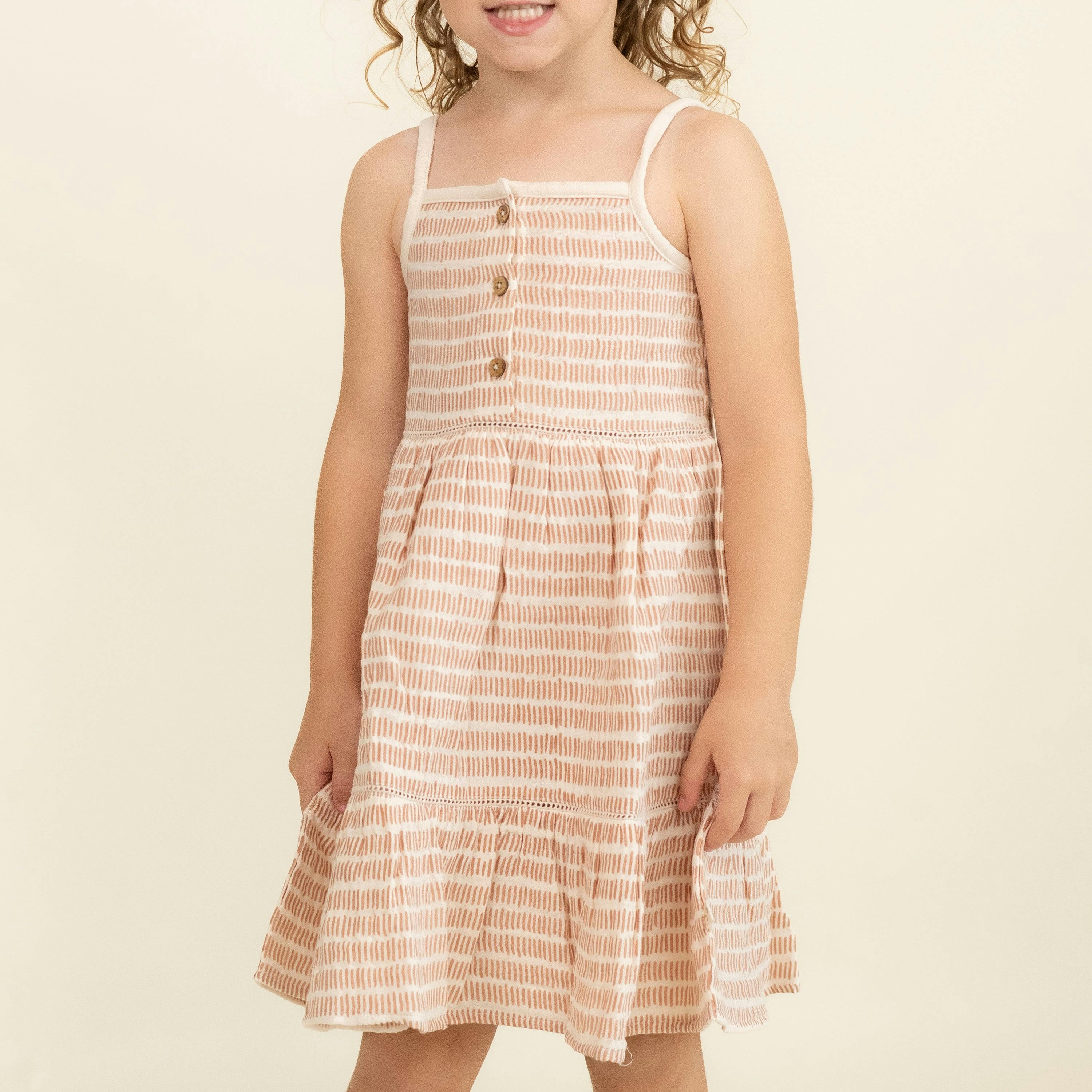 Organic Buttoned Tiered Dress