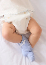 Lace Detail Knitted Booties in Light Blue (0-6mths)