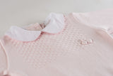 Girls Pique Collar Knit Longall with Hat Pink