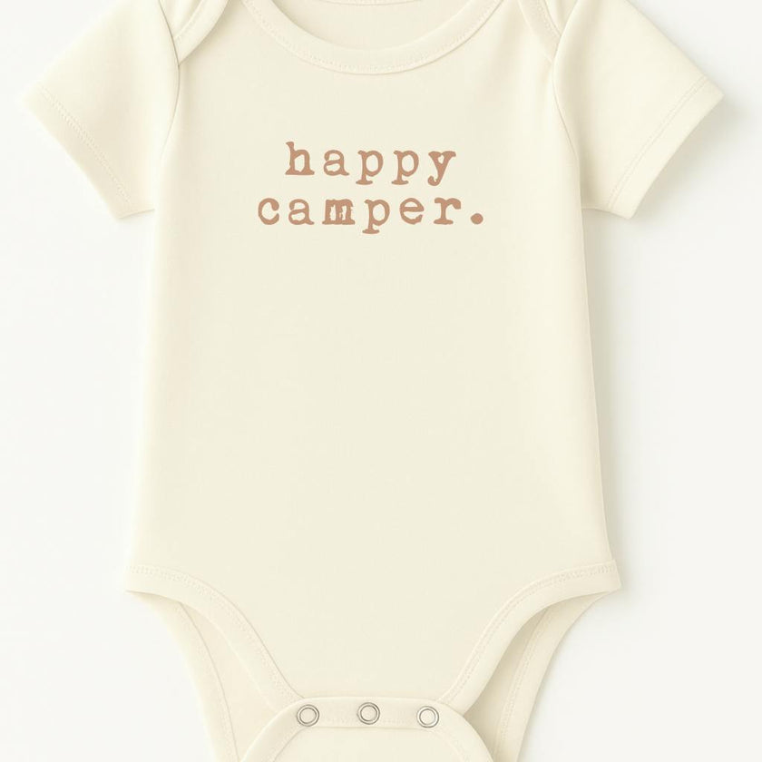 Happy Camper Clay Organic Cotton Baby Bodysuit Short Sleeve