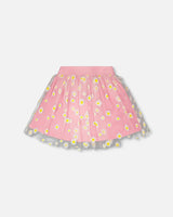 Mesh And Crinkle Jersey Skirt
