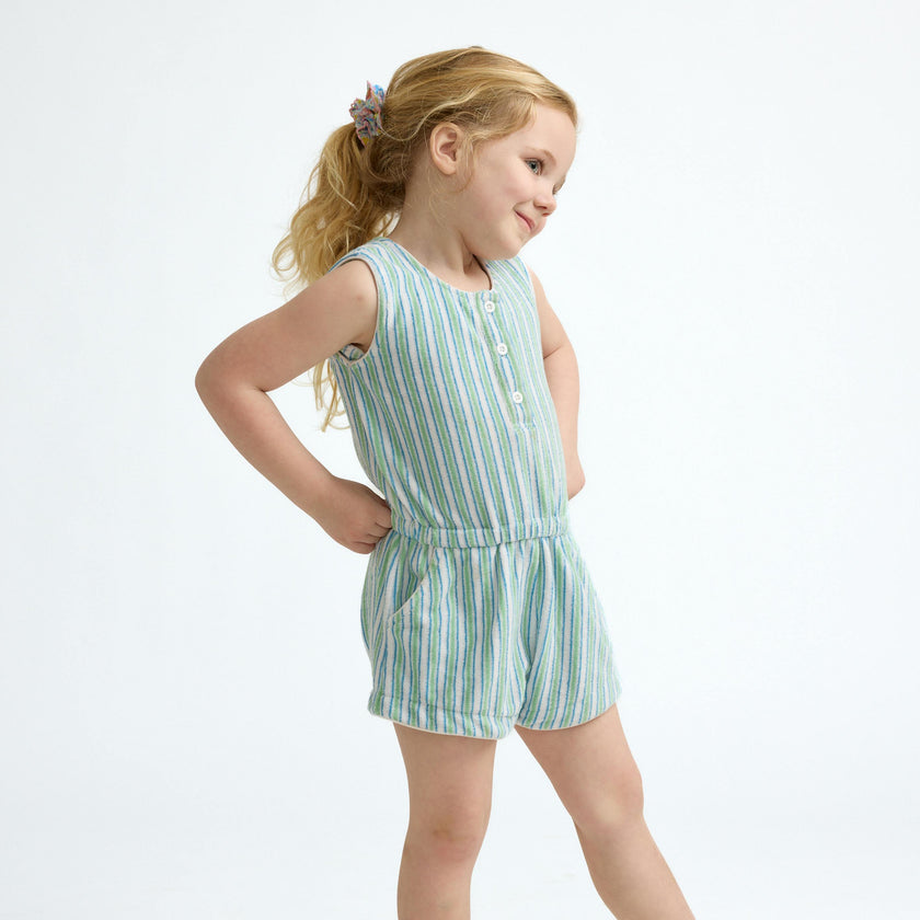 girls tamarin stripe french terry romper