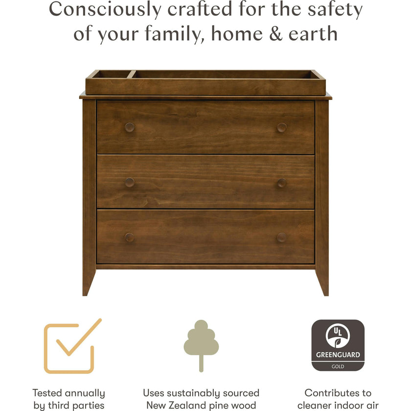 Sprout 3-Drawer Changer Dresser with Removable Changing Tray in Natural Walnut