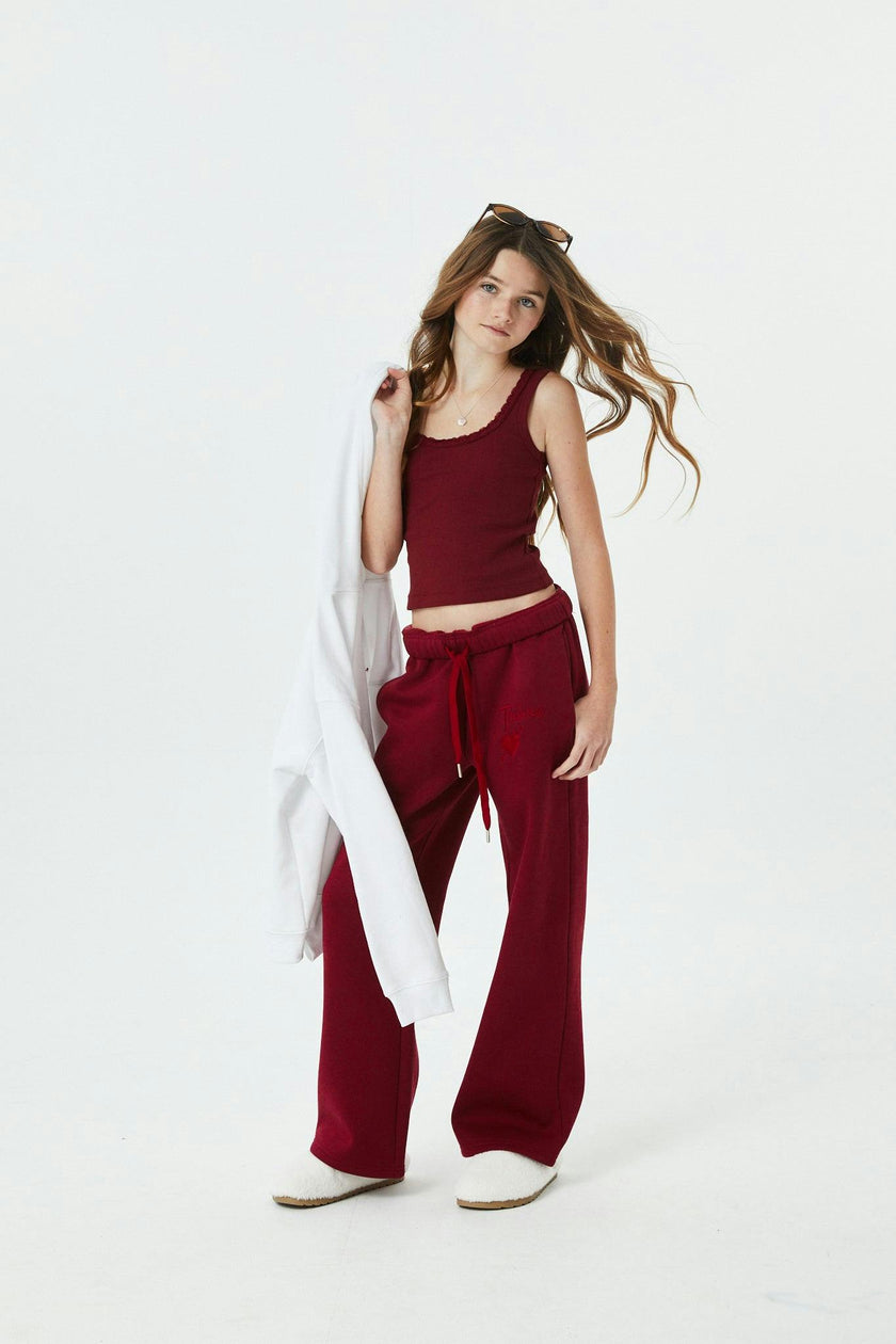 Cami Merlot French Terry Wide Leg Jogger - Ace