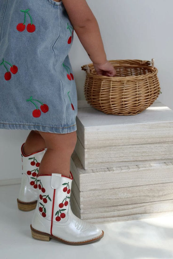 Cowgirl Wild Cherry Boots, White