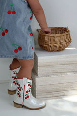 Cowgirl Wild Cherry Boots, White