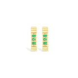 Spark Octagon Huggie - Emerald