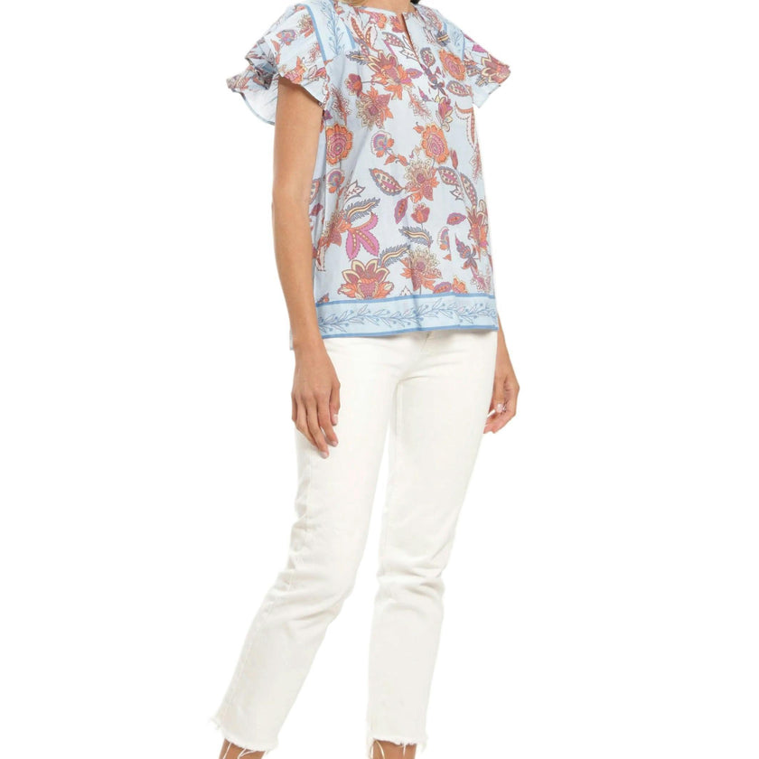 Marion Top - Blue Botanical