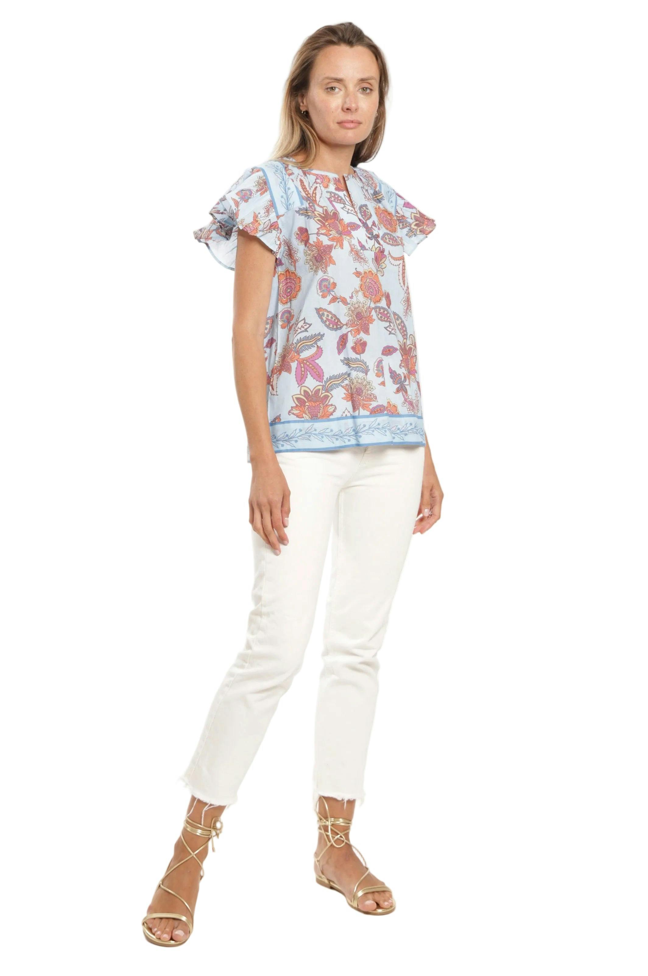 Marion Top - Blue Botanical