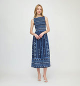 The Cosima Nap Dress - Navy Diamond Batik