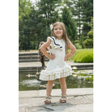 Alex White Ruffle Dress with Black Contrast Line