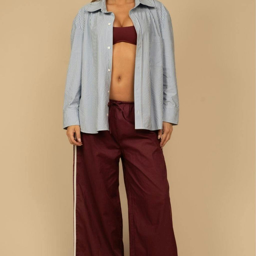Sporty Drawstring Wide-Leg Pant