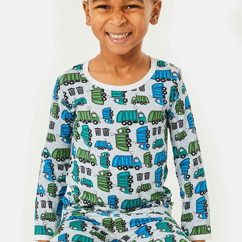 Long Sleeve Pajama Set - Garbage Trucks