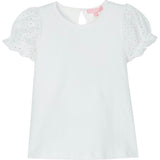Contrast Eyelet Puff Sleeve