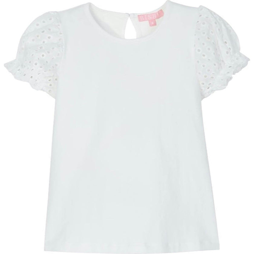 Contrast Eyelet Puff Sleeve