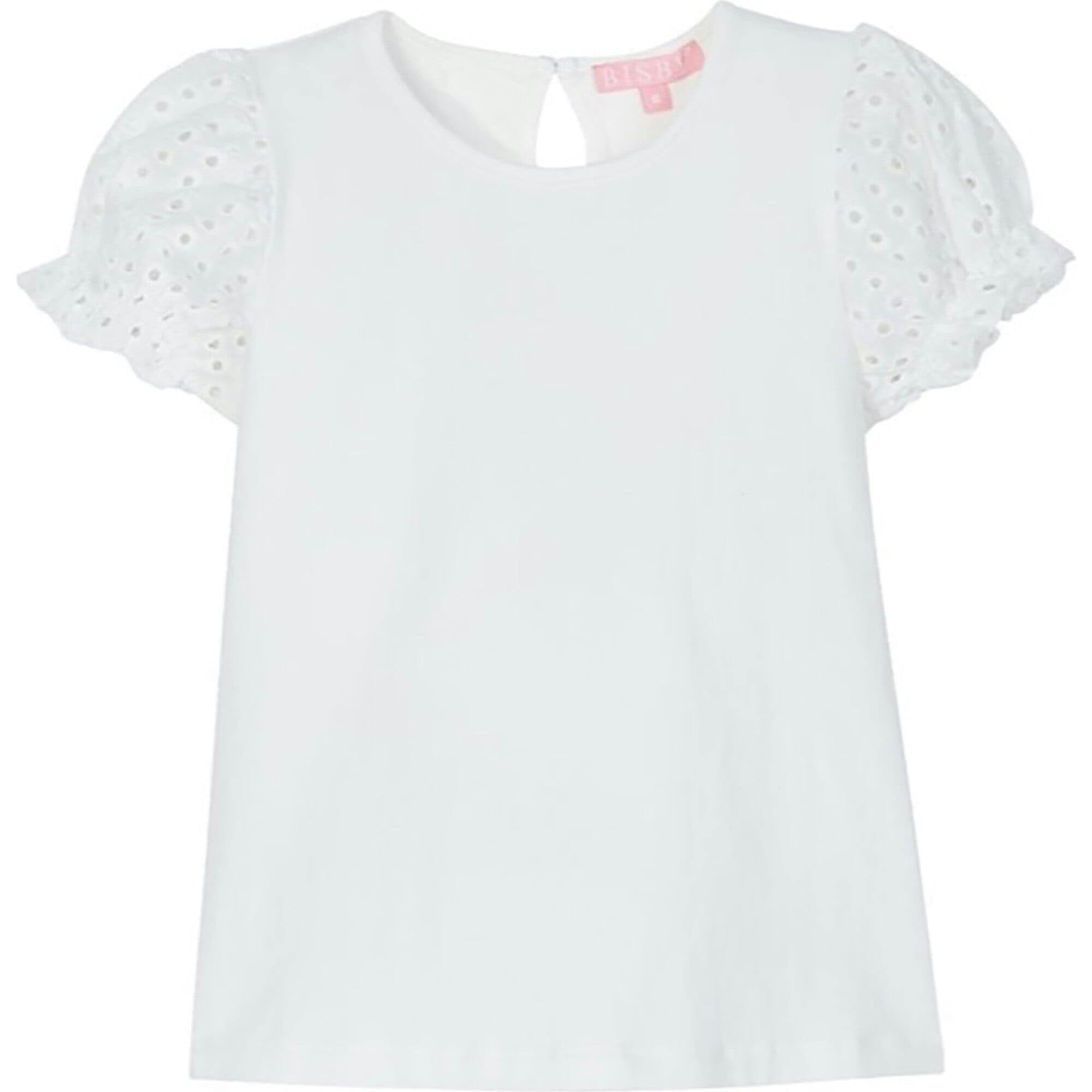 Contrast Eyelet Puff Sleeve