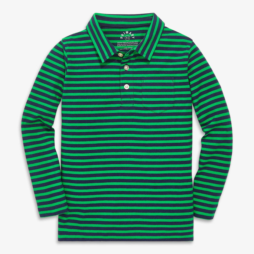 Kids long sleeve polo in stripe