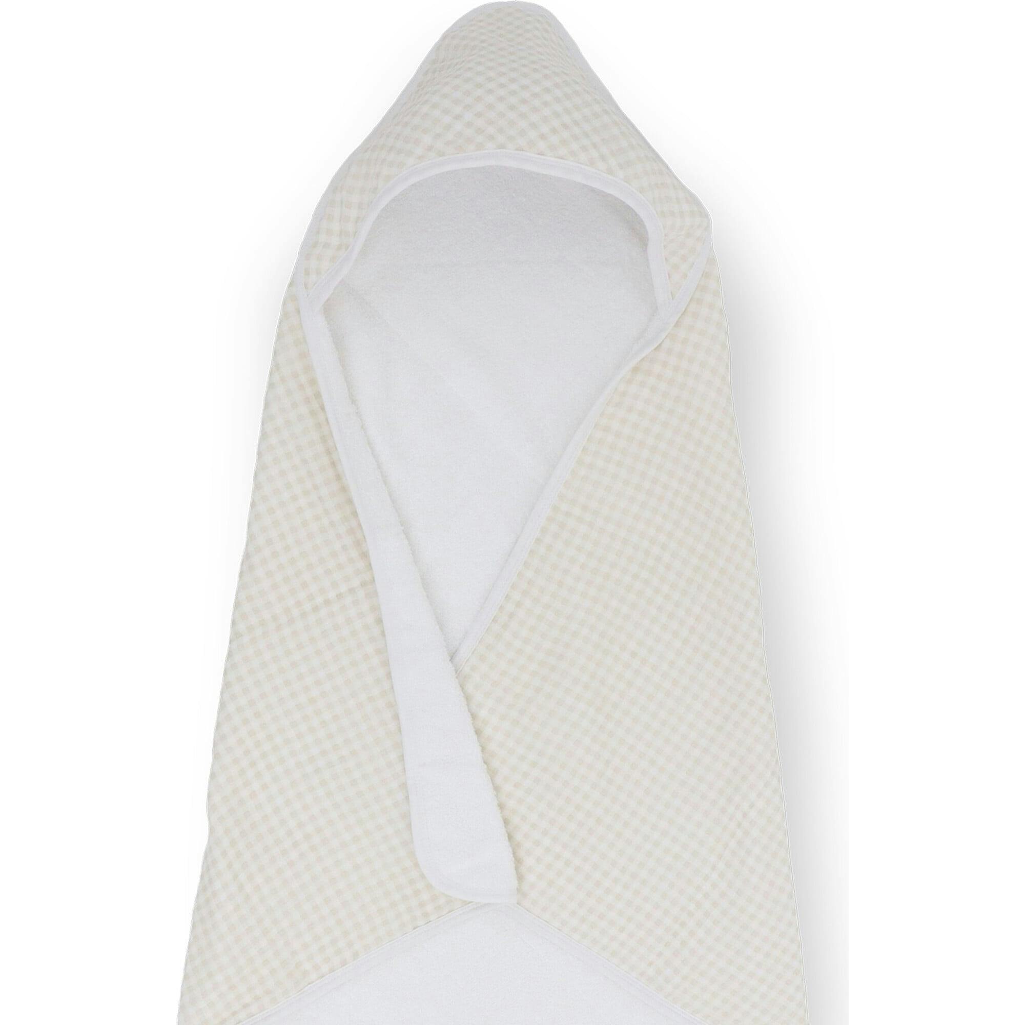 Infant Hooded Towel - Tan Gingham