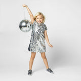 Coco Sequin Girls Party Dress, Silver