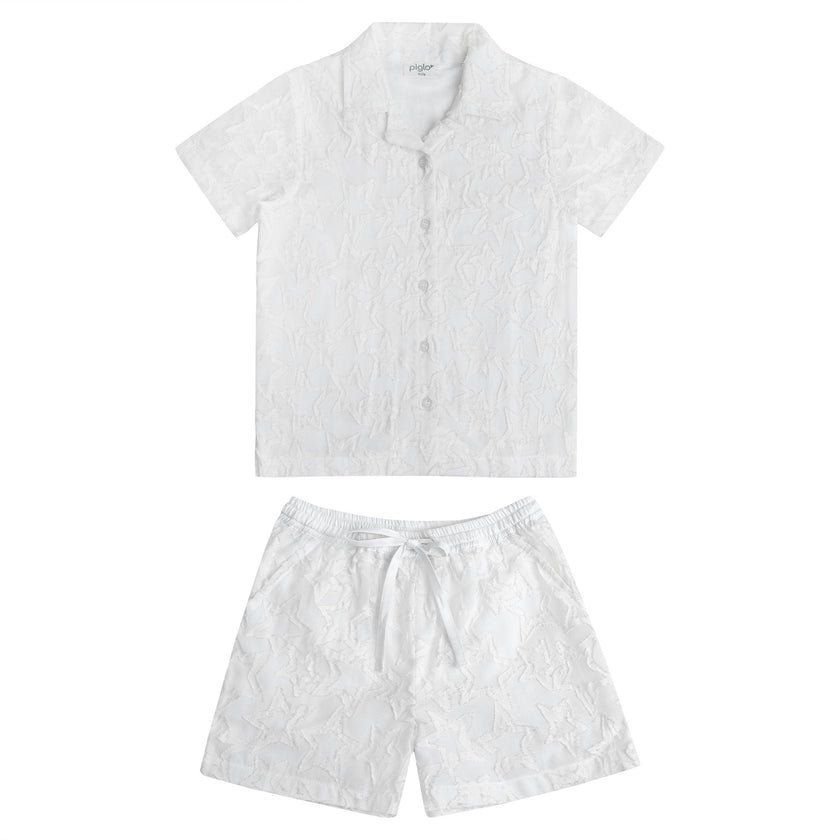 White Stars Shirt and Bermuda Shorts Set