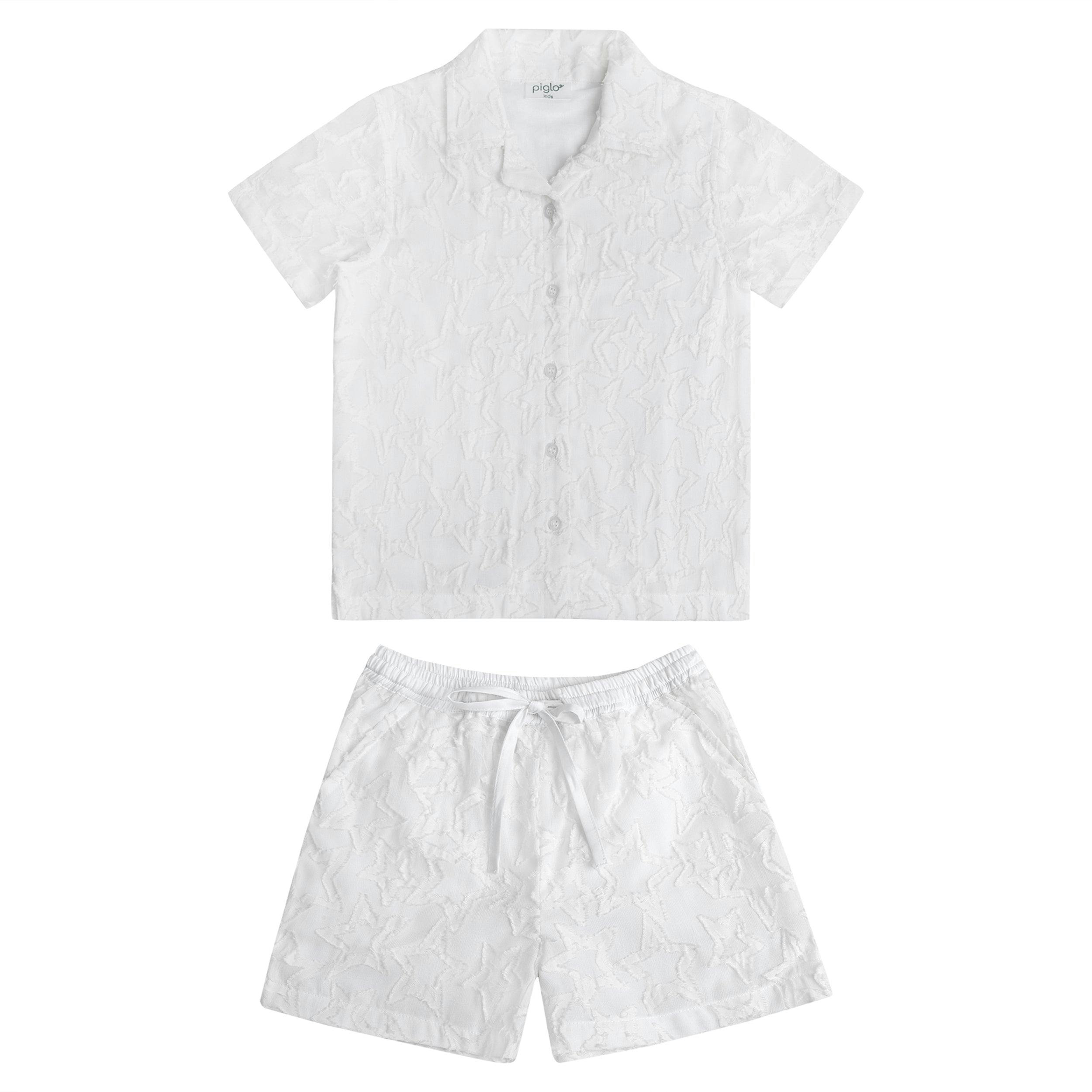 White Stars Shirt and Bermuda Shorts Set