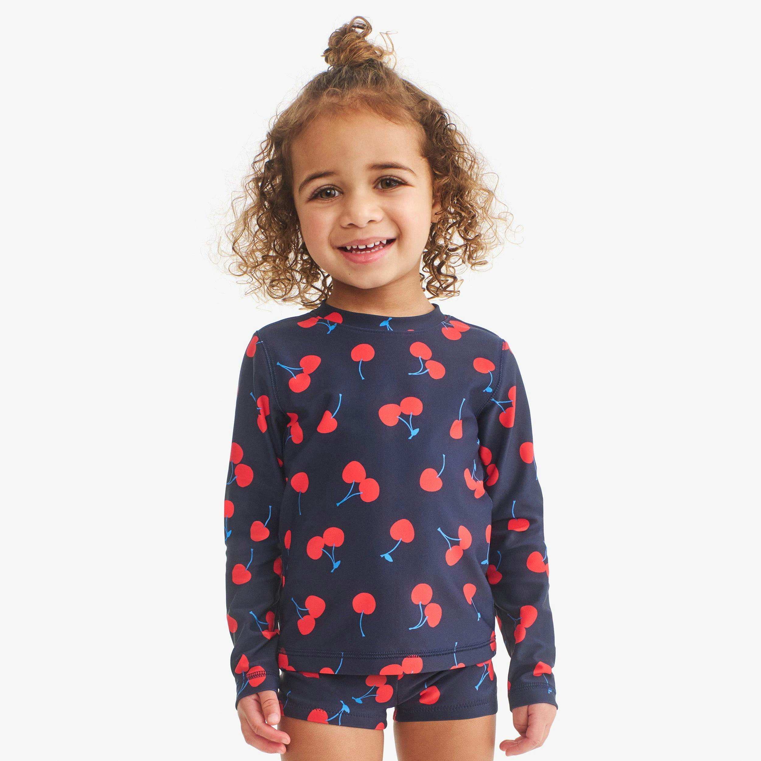 Clearance kids long sleeve swim top in cherries