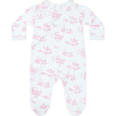 Pink Toile Crossover Footie