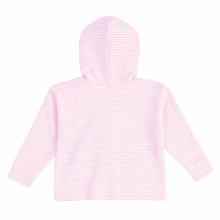 Stripe Terry Hoodie with Flower