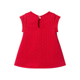 Infant Girls (0-12M) Quilted Knit Dress & Headband Set | Tulle Bows - Red