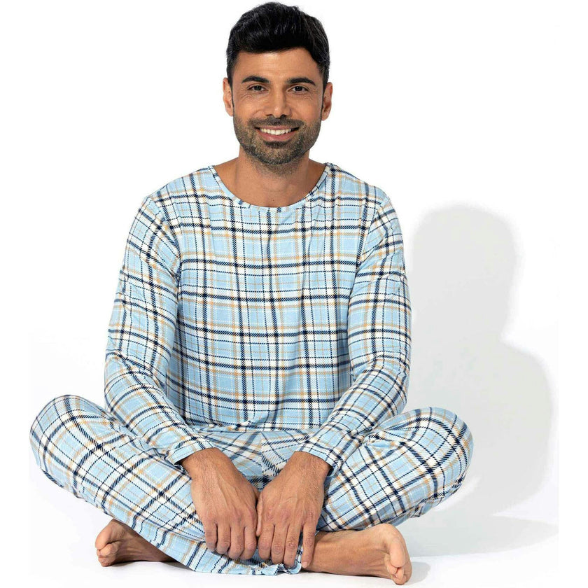 Holiday Plaid Blue Men's Pajama Set