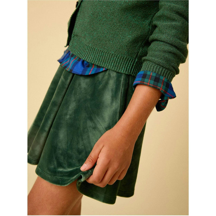 Velour Twirl Skirt, Green