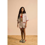 BARCOS KNIT SHORTS OFF WHITE / RED