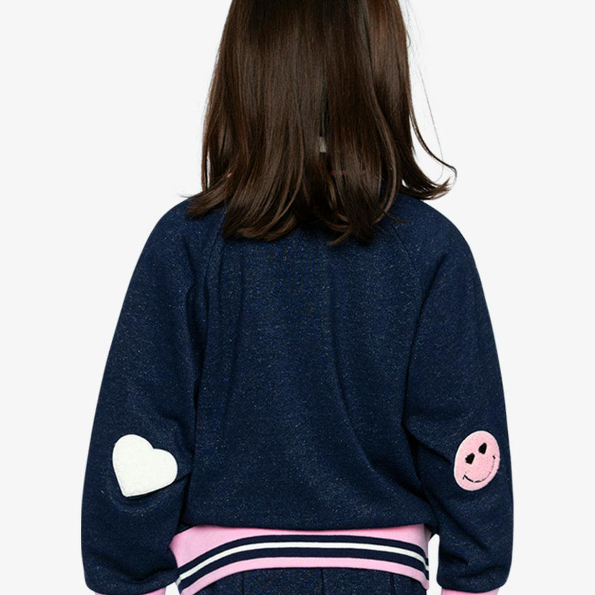 French Terry Jacket Navy Blue Denim