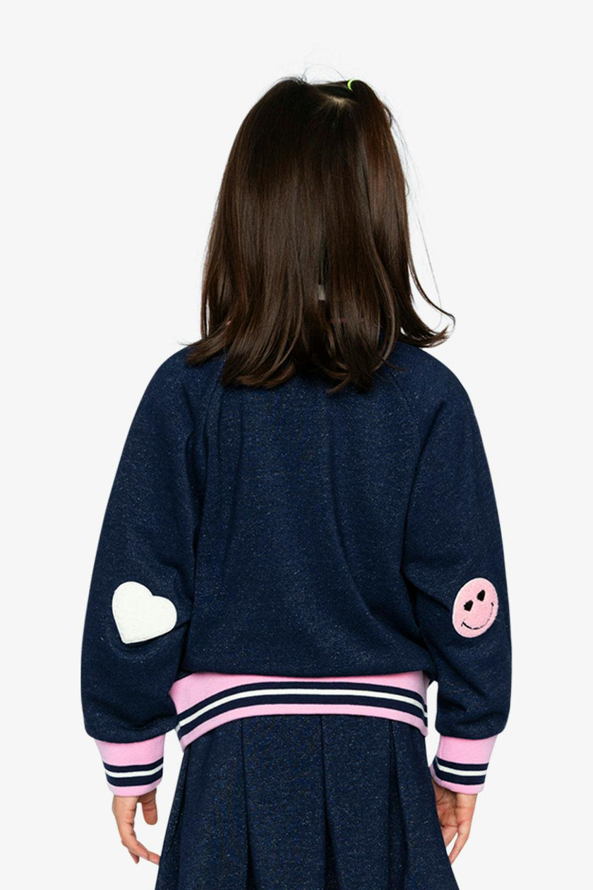 French Terry Jacket Navy Blue Denim