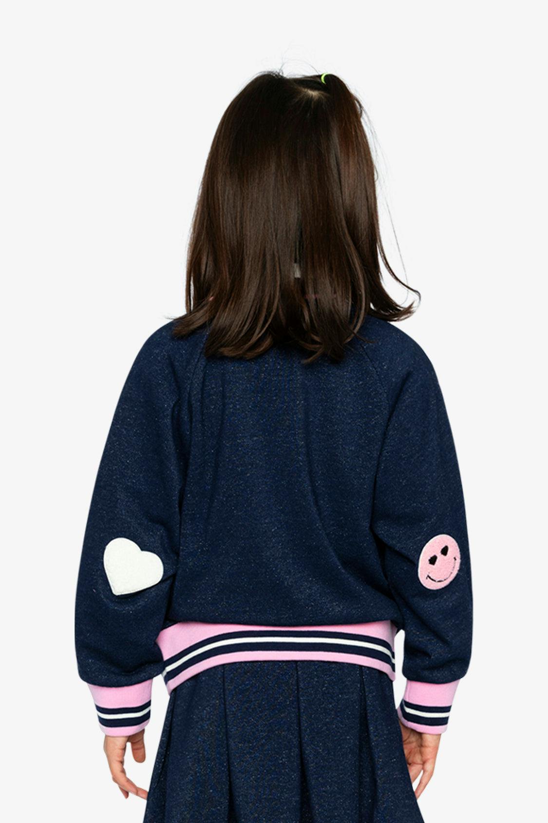 French Terry Jacket Navy Blue Denim