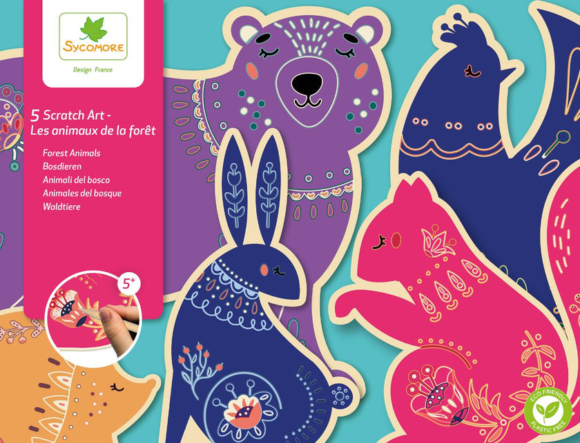 Pockets - Scratch Art Wooden Animals - 5y+