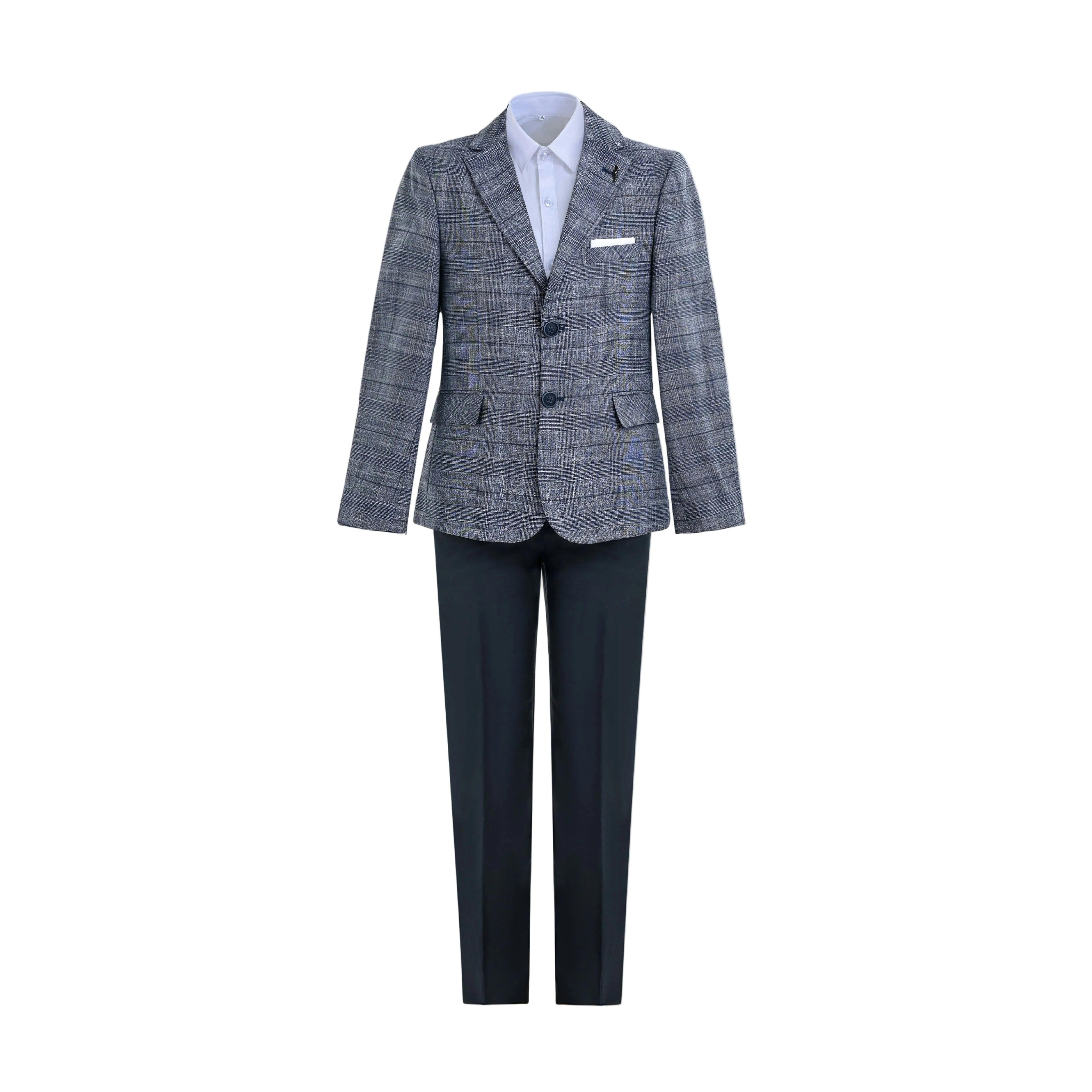 Navy Gabriel Plaid Blazer Suit Set