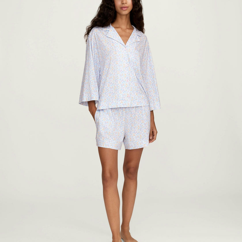 The Olivia Pima Short Set in Fleur Blanche