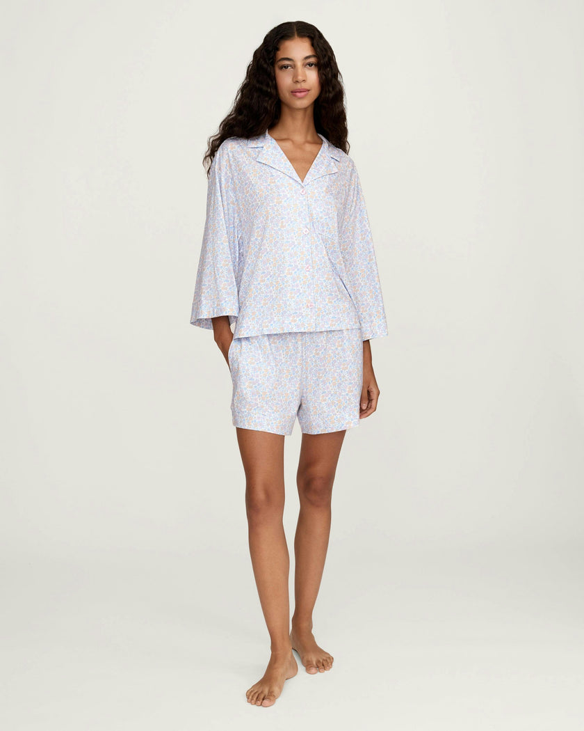 The Olivia Pima Short Set in Fleur Blanche