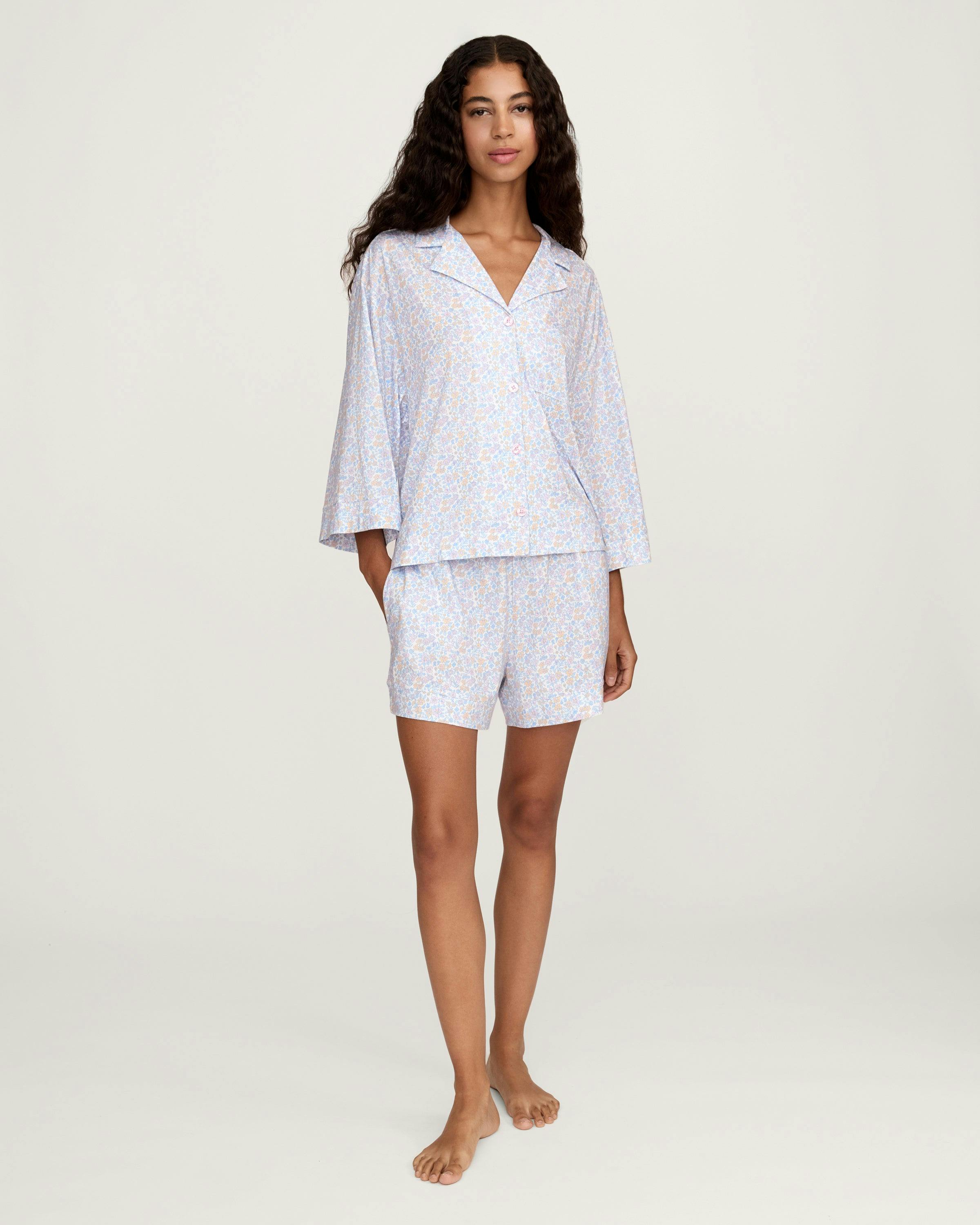 The Olivia Pima Short Set in Fleur Blanche