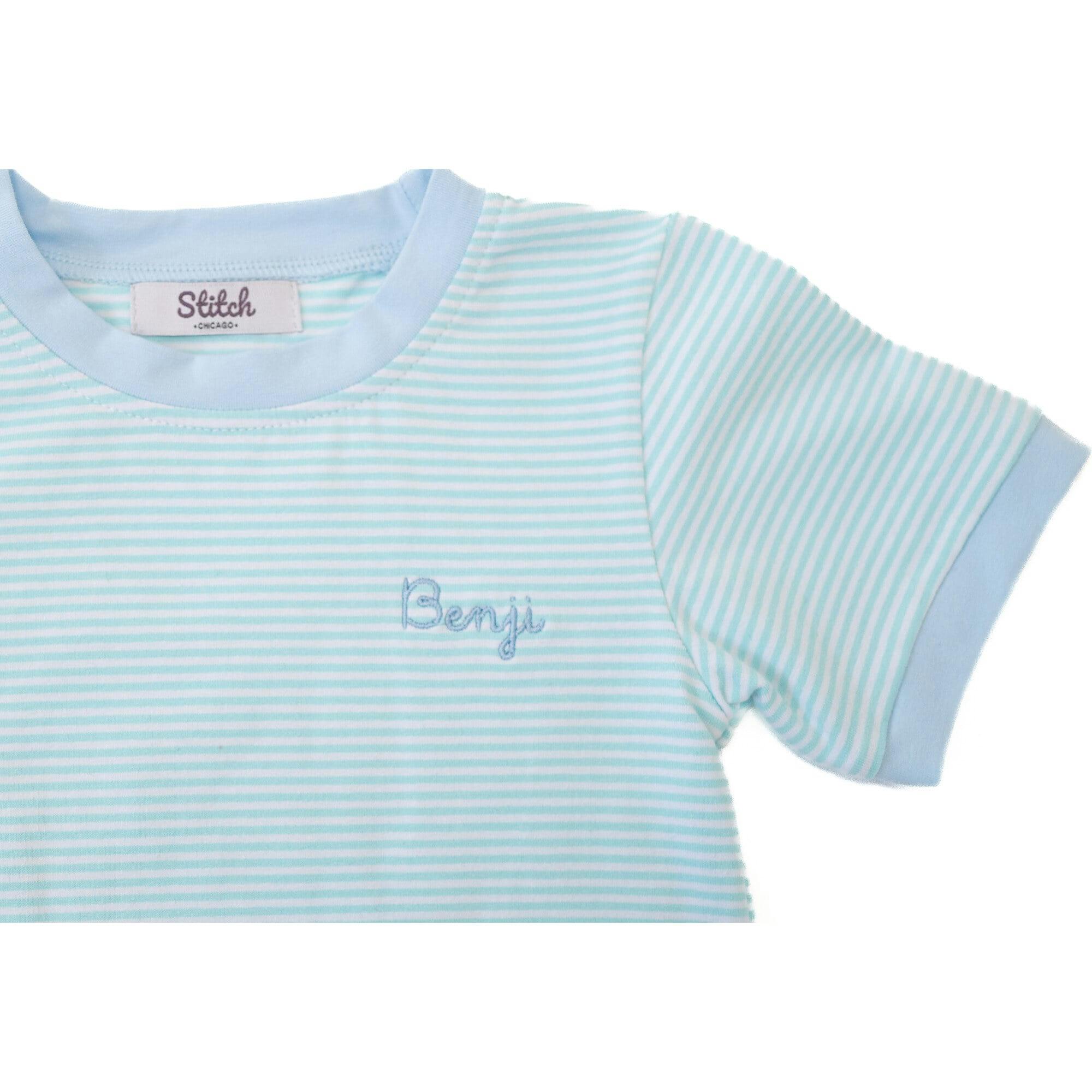 Custom Embroidered Stripe Tee and Shorts set