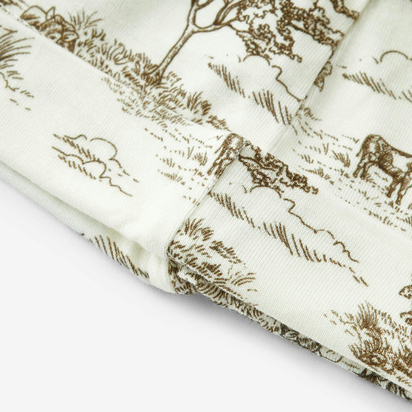 Country Toile Luxe Stretch Newborn Gown & Hat Set