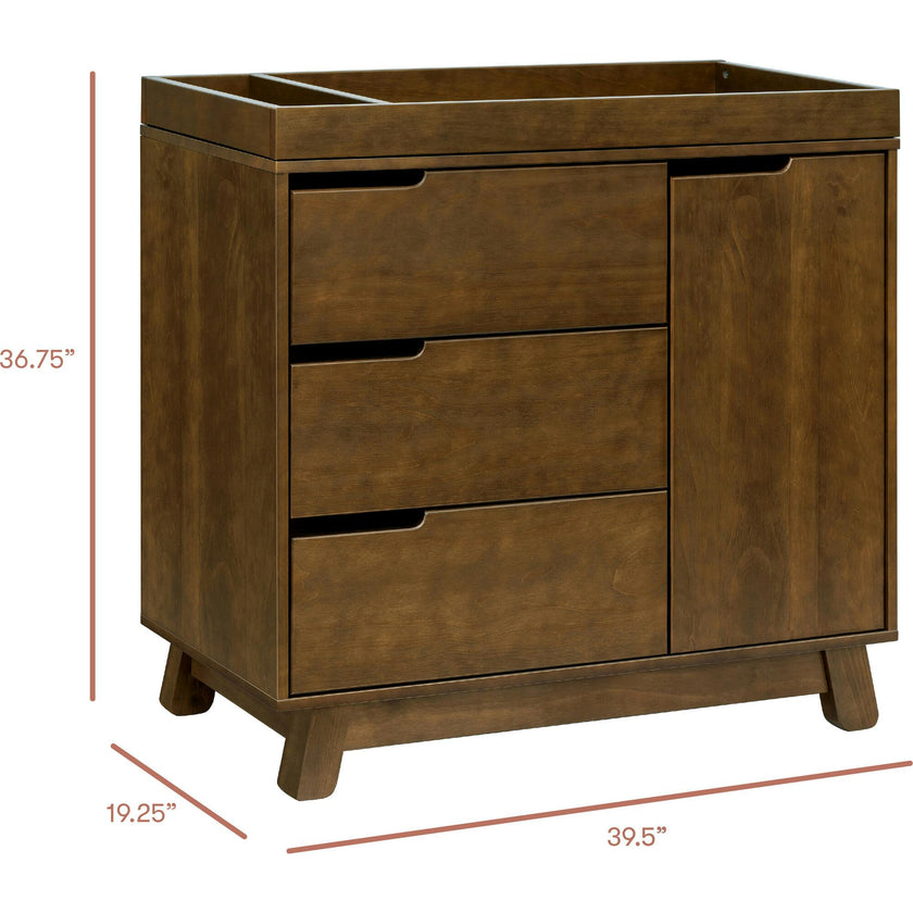 Hudson 3-Drawer Changer Dresser with Removable Changing Tray in Natural Walnut