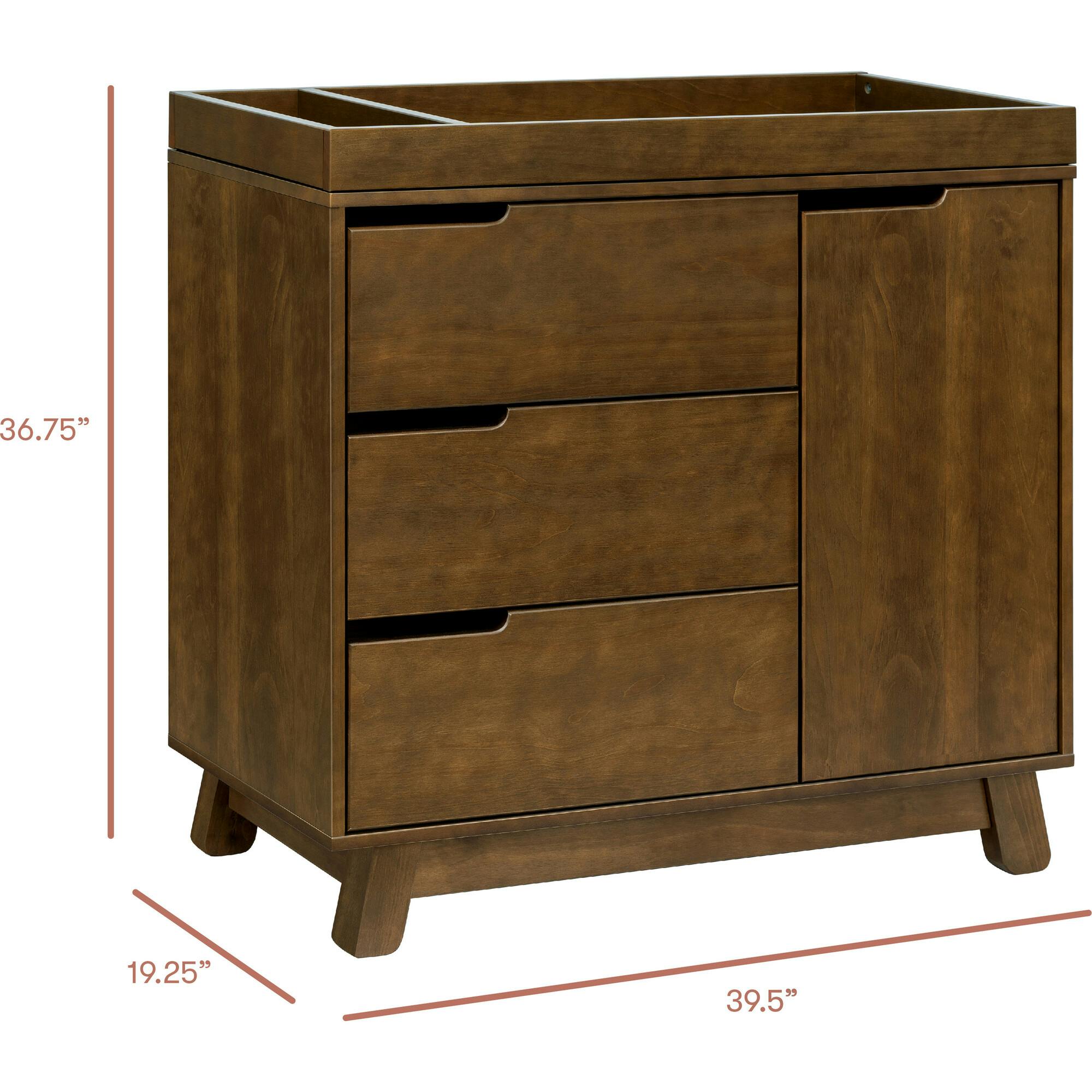 Hudson 3-Drawer Changer Dresser with Removable Changing Tray in Natural Walnut