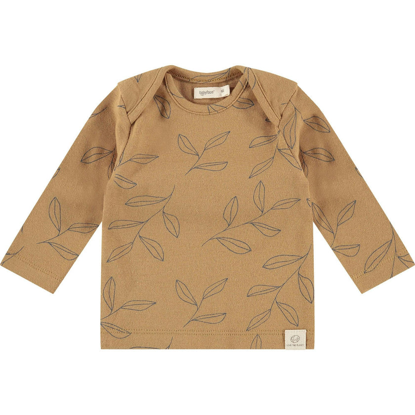Long Sleeve Leaf Graphic Print Shirt